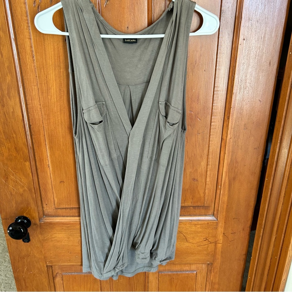 Draped Olive Sleeveless Top
